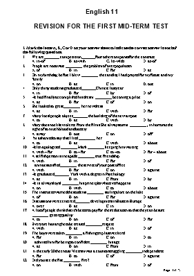 Đề ôn tập cuối học kỳ I môn Tiếng Anh Lớp 11
